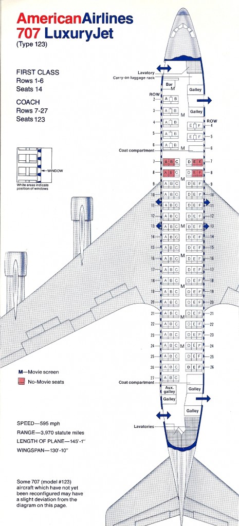 American Airlines Boeing 707-123 cabin layout