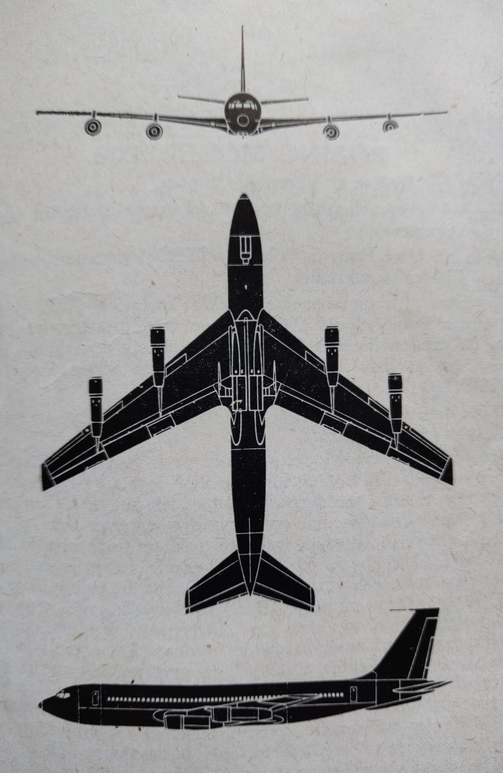 Boeing 707-320B 3-side view scale drawing