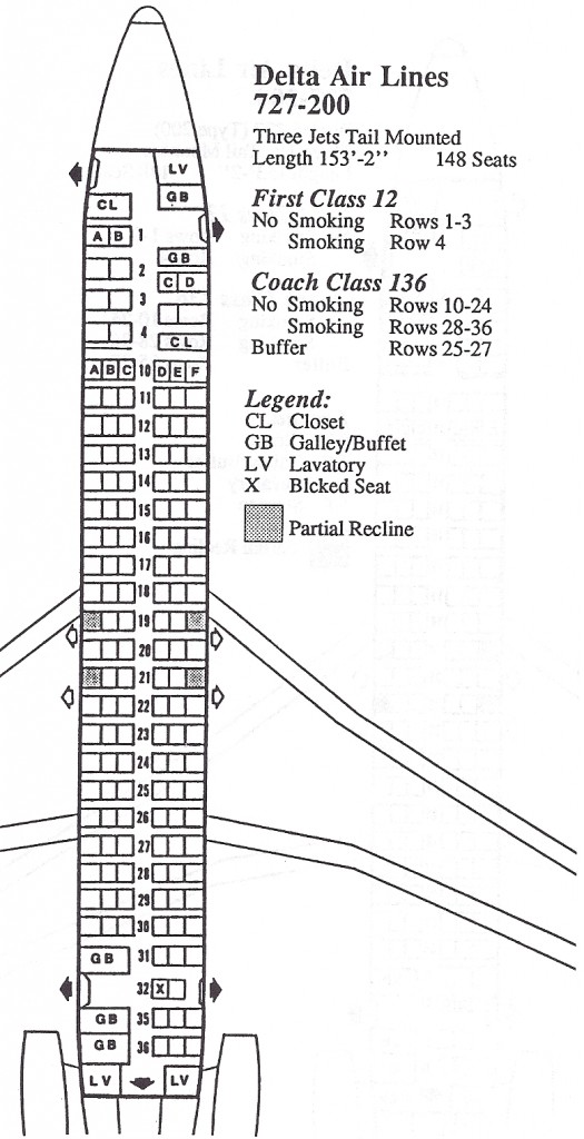 Boeing 727-200 | Delta Air Lines cabin layout