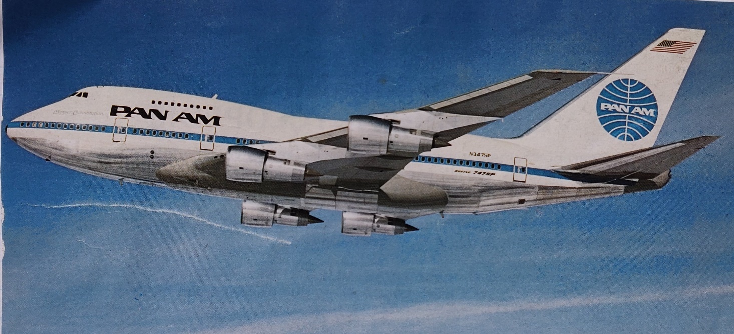 Boeing 747SP drawing of a Pan Am 747SP against blue sky