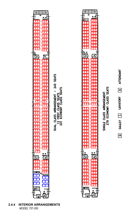 Boeing 757-300 cabin layout