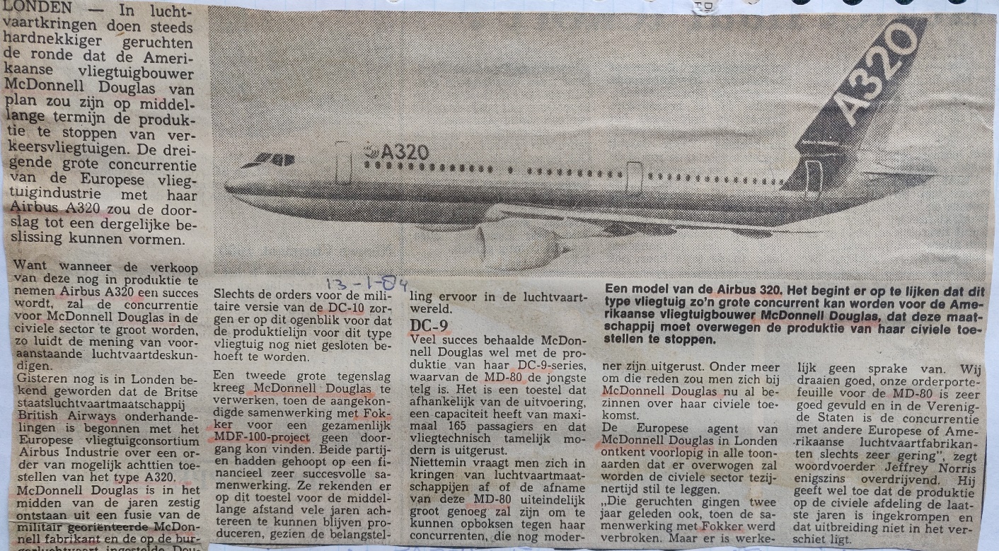 Airbus A320 newspaper article 13 January 1984