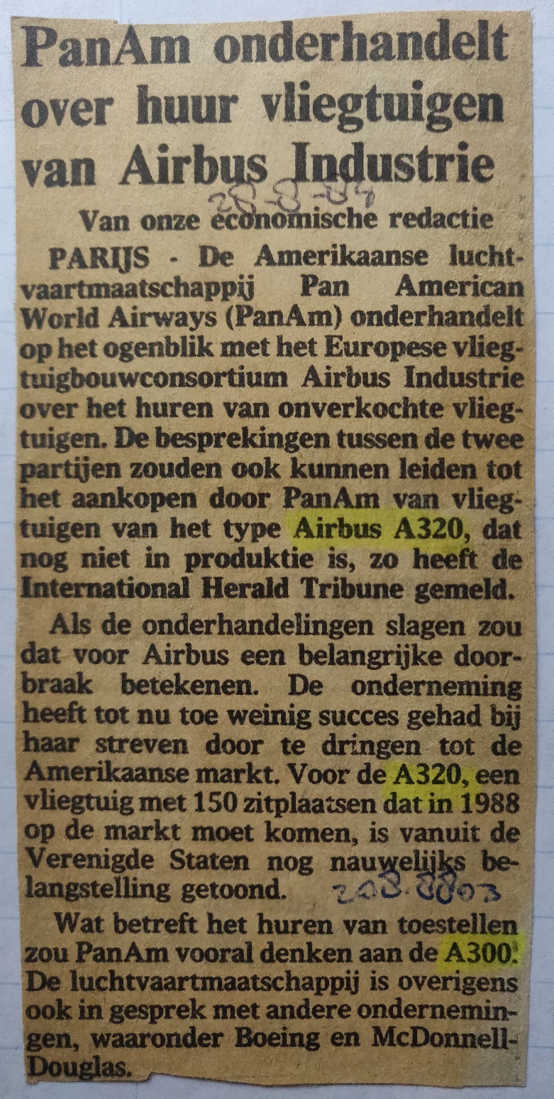 Airbus A320 newspaper article Panam 