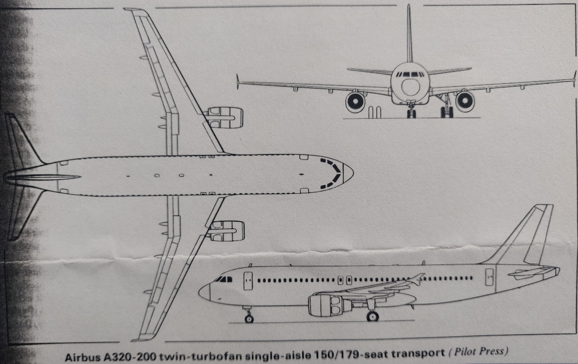 Airbus A320-200 3-view drawing CFM56 engines 