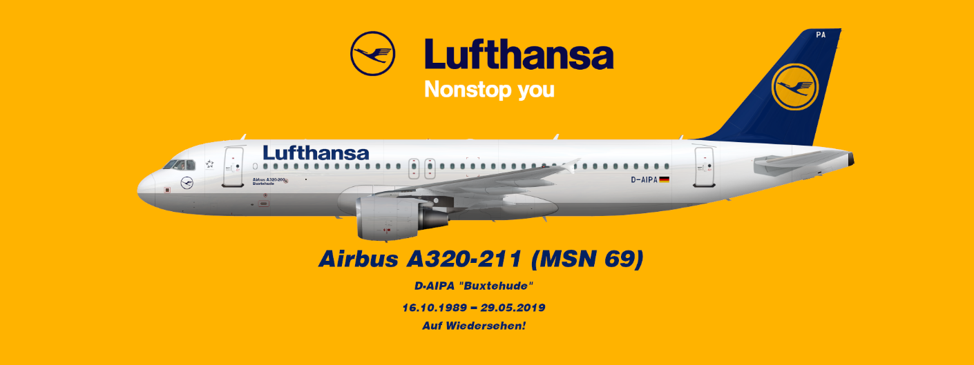 Airbus A320-200 | Lufthansa | D-AIPA side view drawing