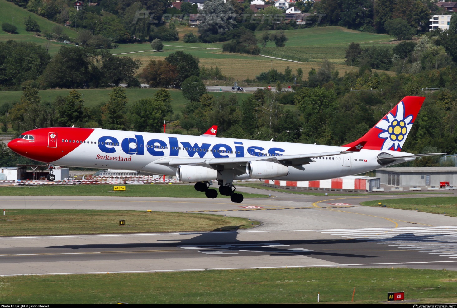 HB-JMF Edelweiss Air Airbus A340-313 photographed at Zurich Kloten (ZRH / LSZH) by Justin Stckel