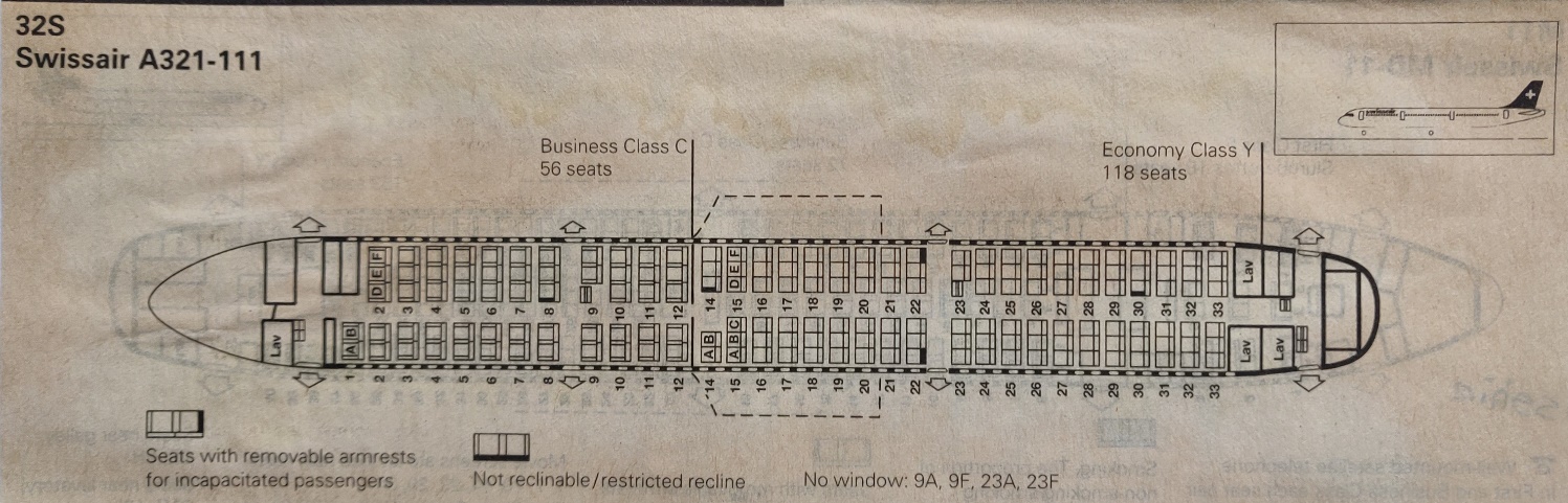 Airbus A321-100 cabin seat arrangement
