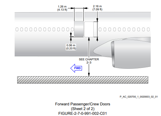 Airbus A350-1000 type A+ entryd door scale drawing