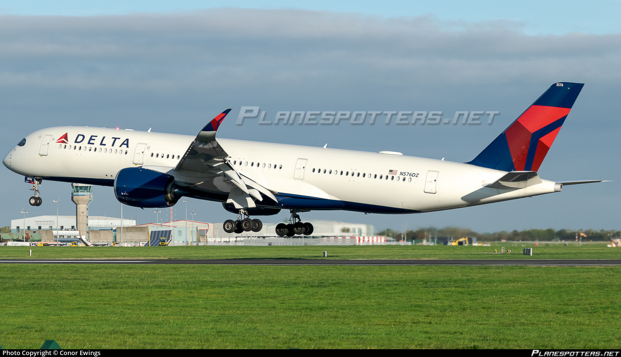 N576DZ Delta Air Lines Airbus A350-941 photographed at Dublin Collinstown (DUB / EIDW) by Conor Ewings