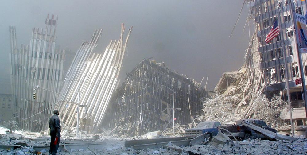 Destroyed WTC towers, New York,11 September 2011