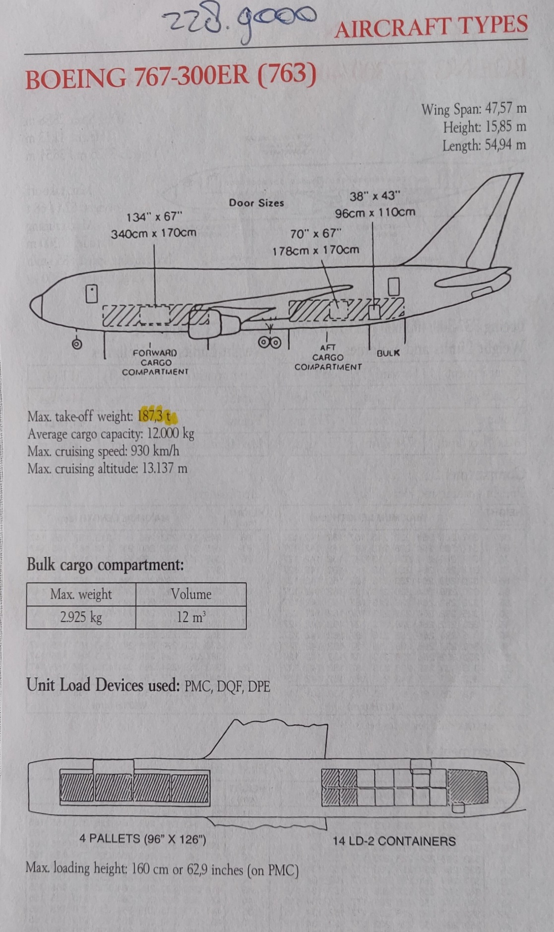 Boeing 767-300ER belly cargo