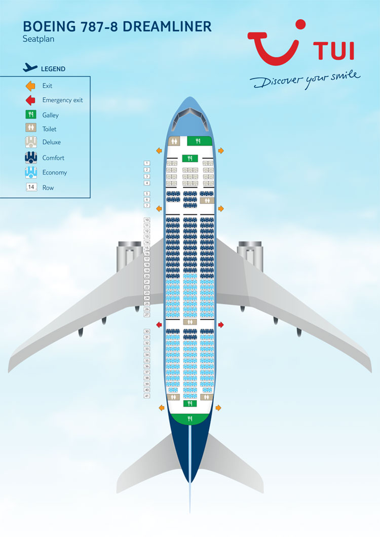 Stoelreservering TUI fly - je vliegtuigstoel reserveren | TUI | Boeing 787-8 TUI cabin seat layout