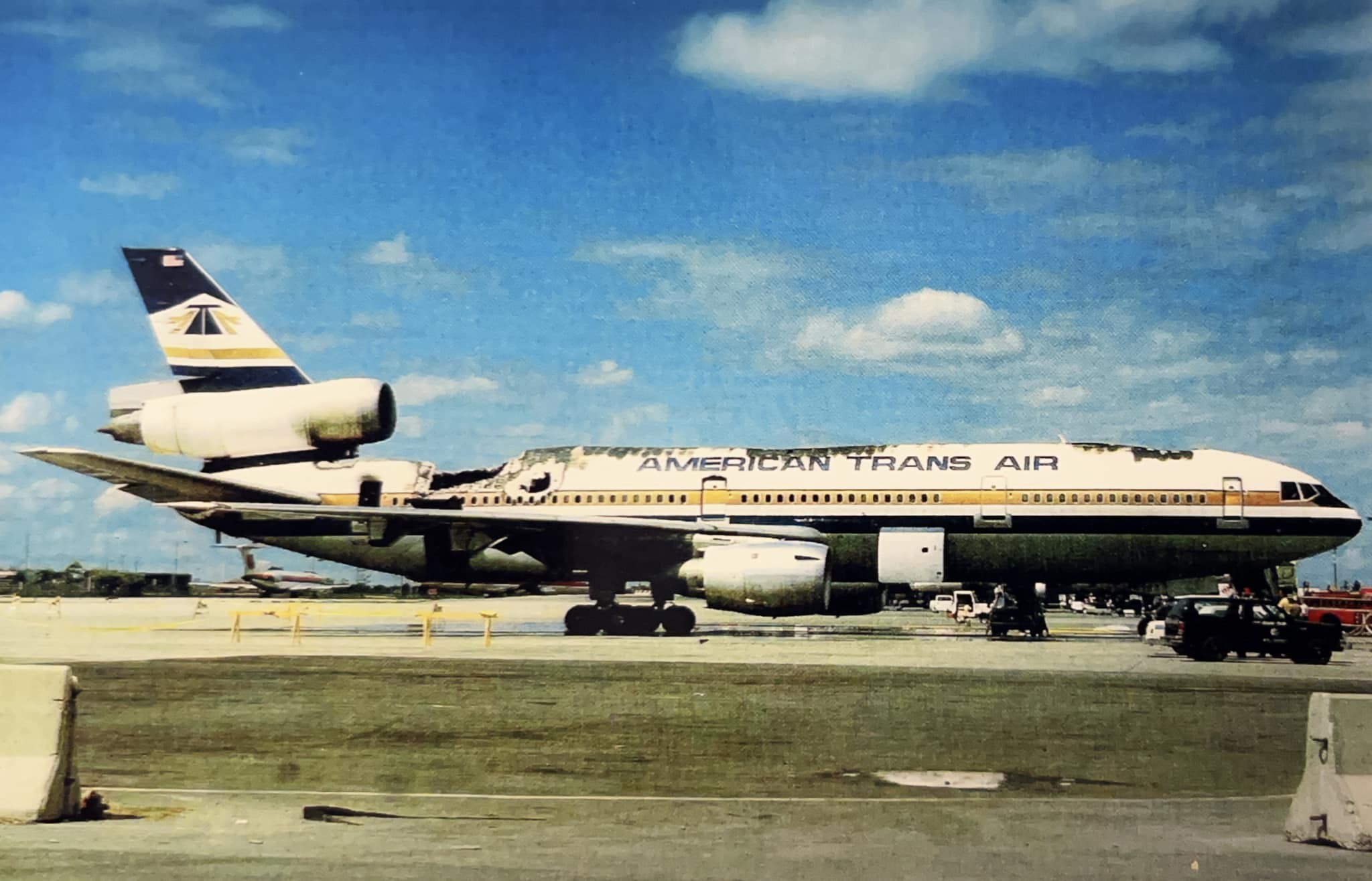 McDonnel Douglas DC-10-40 | American Trans Air | N184AT | burned out DC-10 on the apron at O'Hare airport August 1986