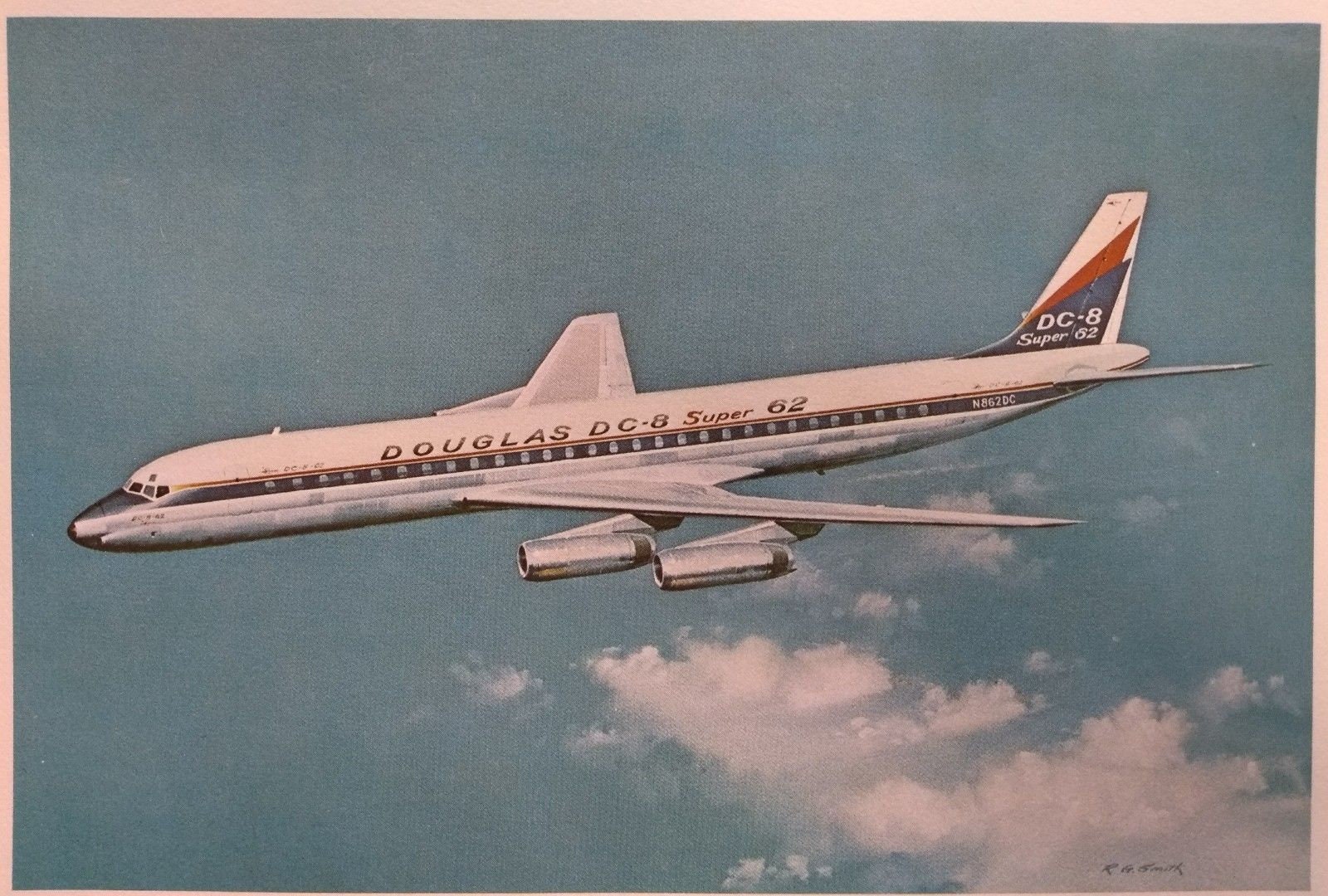 Douglas DC-8 Super 62 Jet Airplane Art Print R G Smith - Etsy Nederland