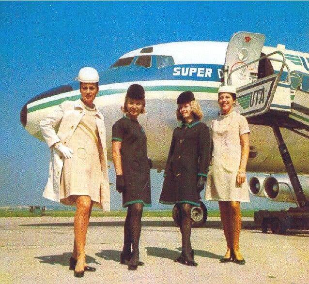 Douglas DC-8-62 | Union de Transports Ariens UTA | cabin crew in front of DC-8 aircraft 