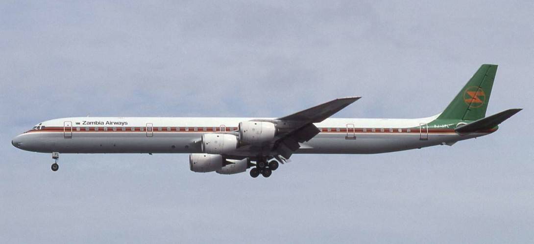 Douglas DC 8 71 Zambia Airways On final approach to London Heathrow