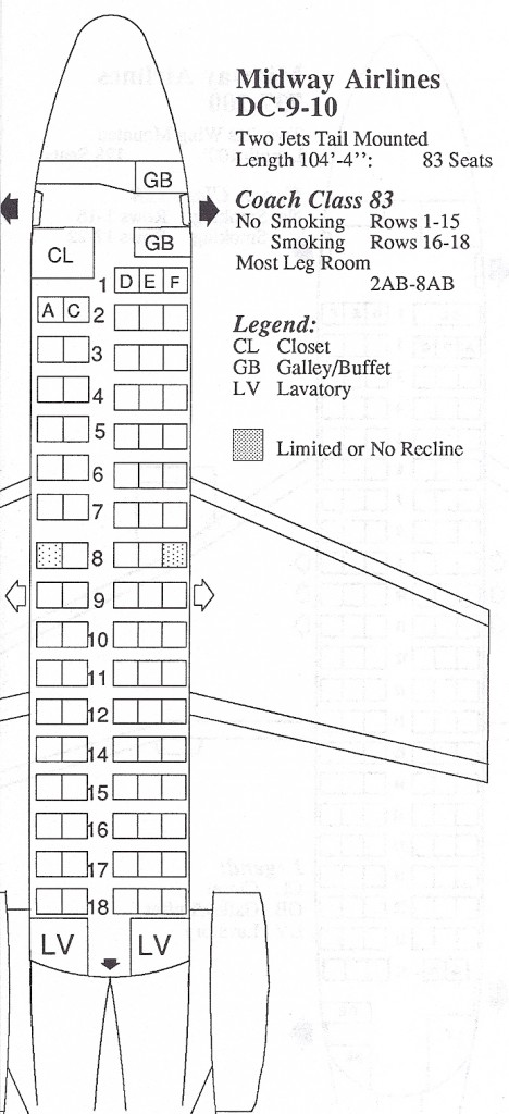 Vintage Airline Seat Map: Midway Airlines DC-9-10 - Frequently Flying