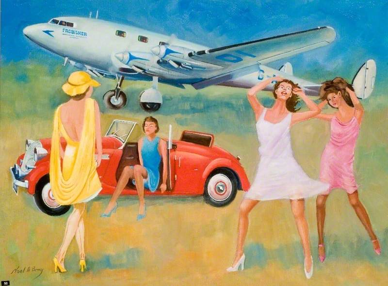 Cheeky Gals, DH-91 Albatross Airliner and 1938 Triumph Dolomite | Art UK