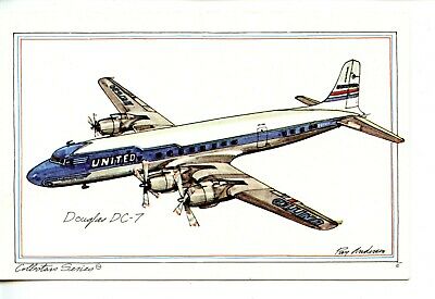 Douglas DC 7 Airplane Drawing-Artist Signed Roy Anderson Vintage 1973  Postcard | eBay