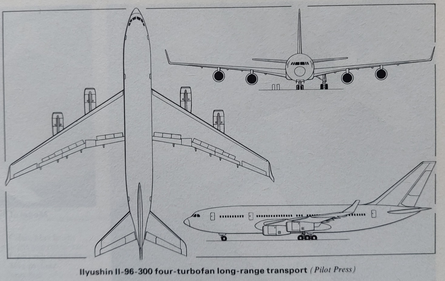 Ilyushin Il-96-300 3-side scale drawing