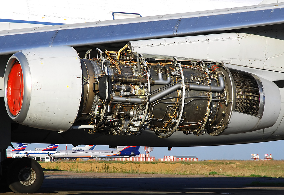 Kuznetsov NK-86 under the wing of a Ilyushin Il-86 wide body airliner