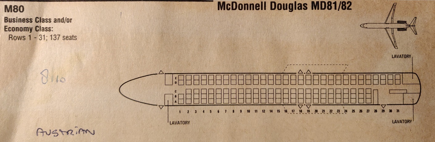 MD-82 Austrian airlines cabin layout