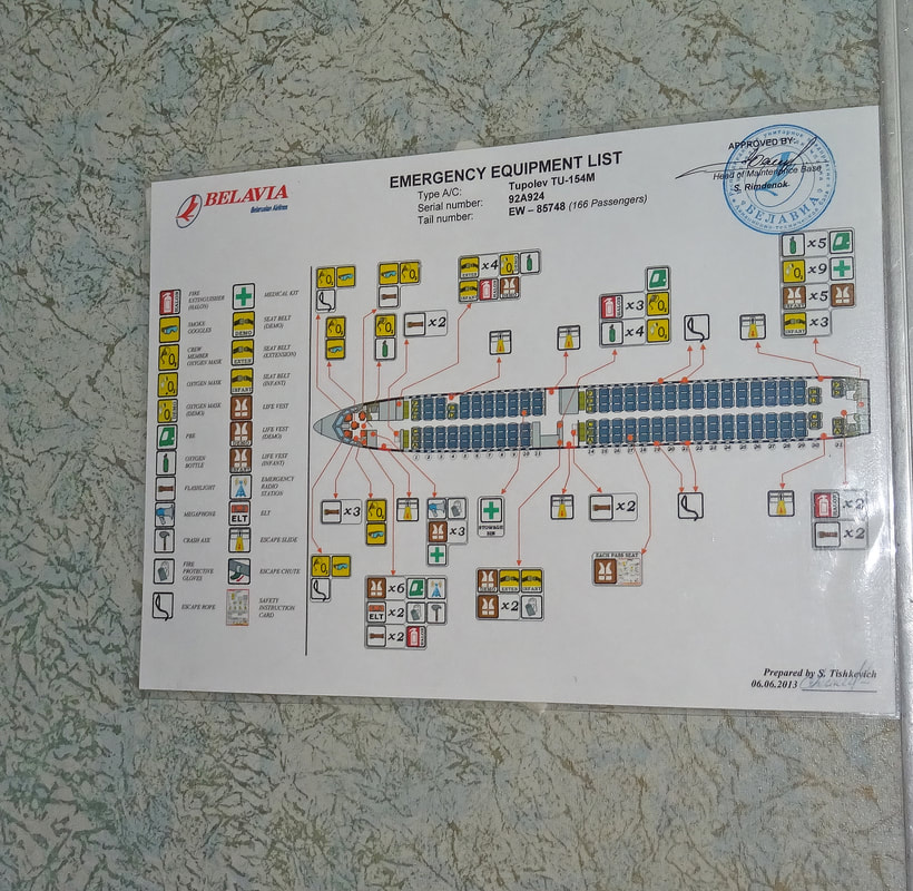 Belavia Tupolev Tu-154M emergency equipment list