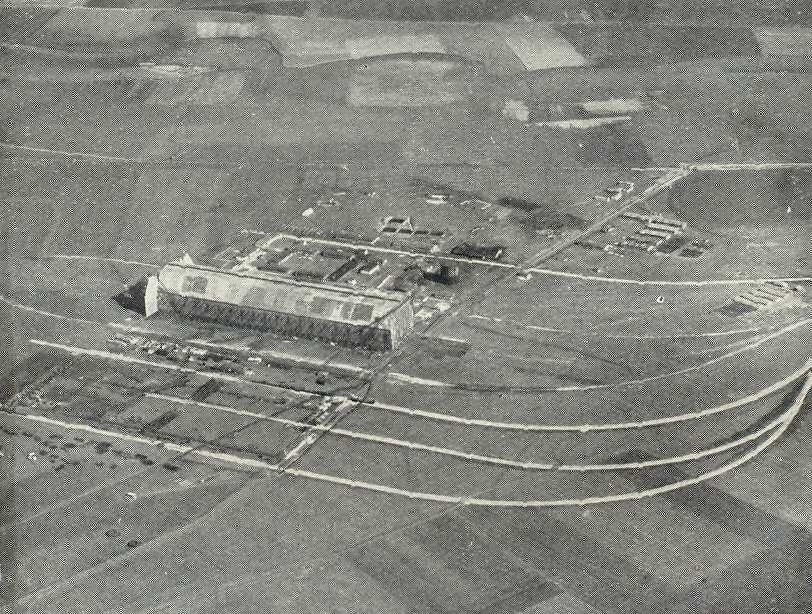 aerial picture of the Zeppelin shed at Yambul, WWI