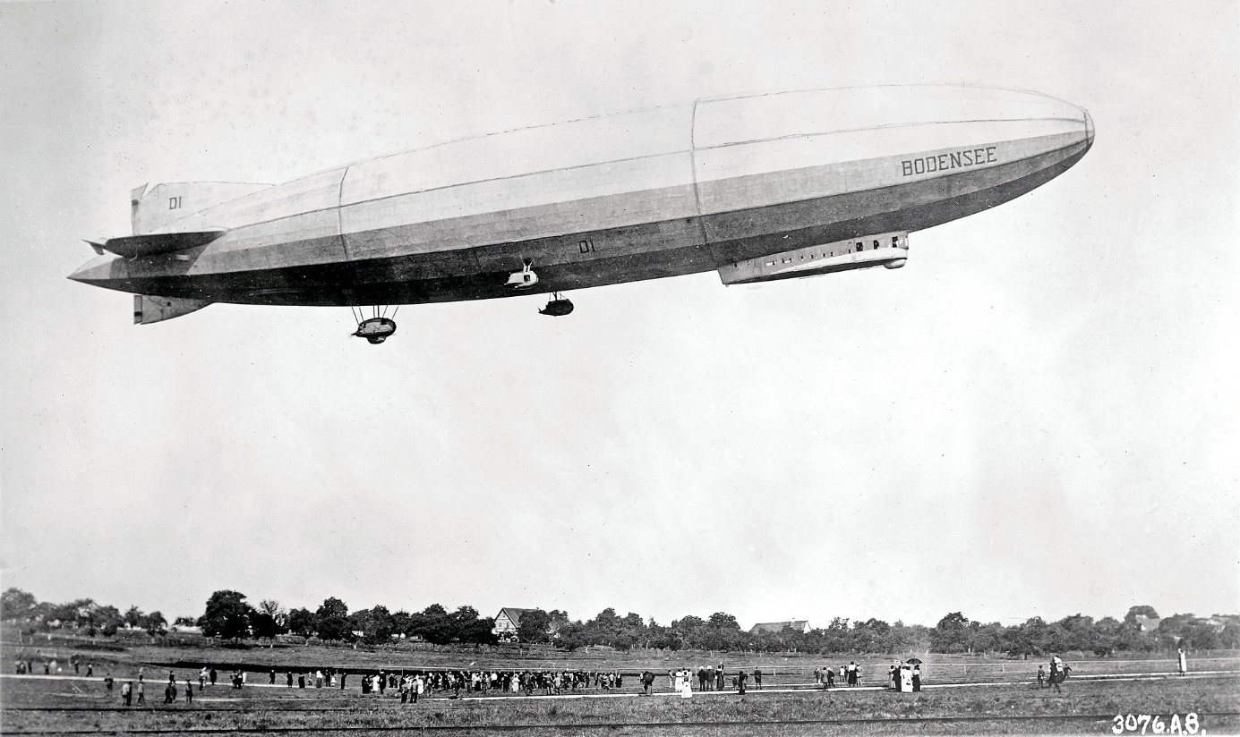 Zeppelin LZ120 Bodensee hovering over a field in Germany, October 1919