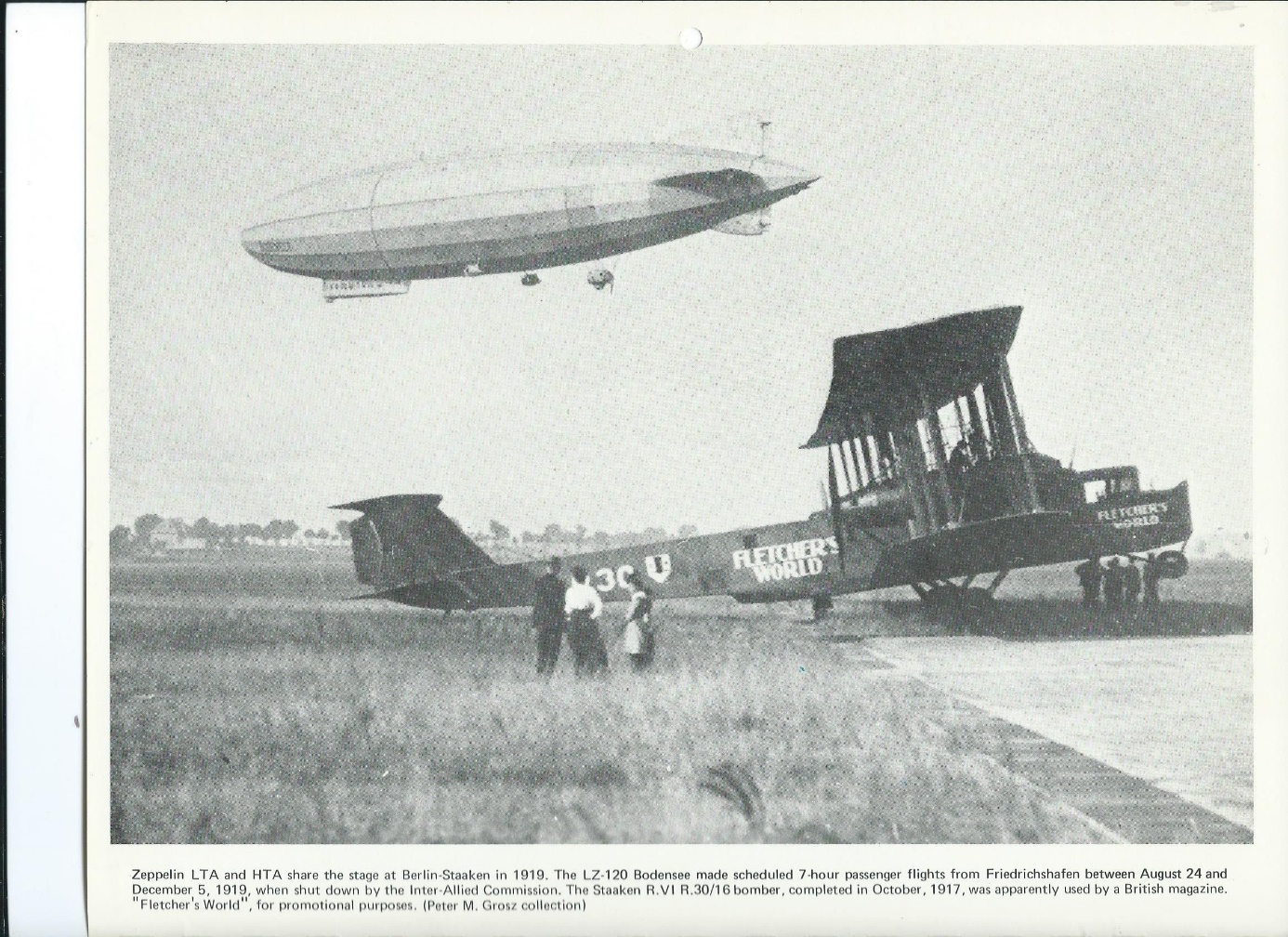 Zeppelin LZ120 Bodensee flying above a Zeppelin Staaken bomber converted for civilian use.