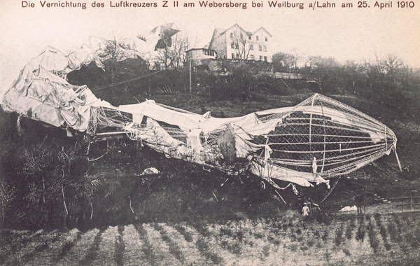 Die Vernichtung des Luftkreuzers Z II am Webersberg bei Weilburg an der  Lahn am 25. April 1910 - Fahrenzhausen - myheimat.de