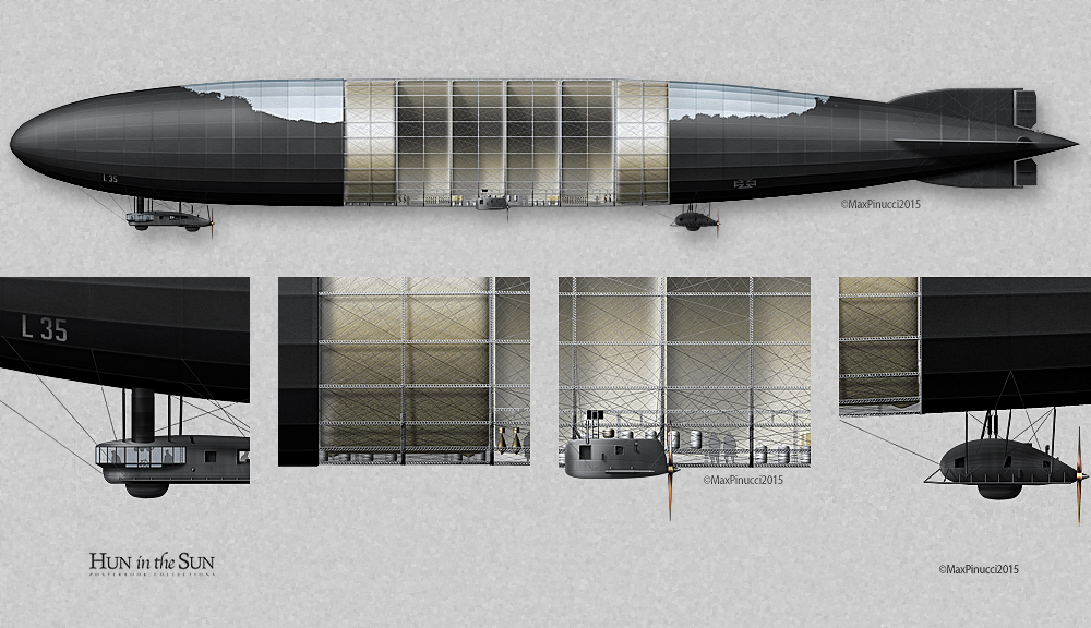 Section cut-away drawing of the Zeppelin L35 LZ80 