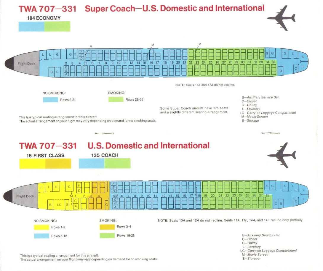 Boeing 707-331 | TWA | cabin layout