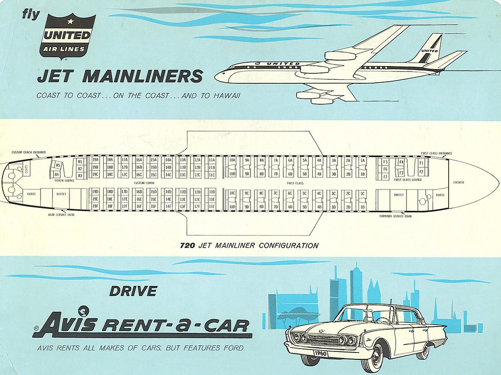 Seating guide UAL Boeing 720 | My parents had a Ford Galaxie | Flickr