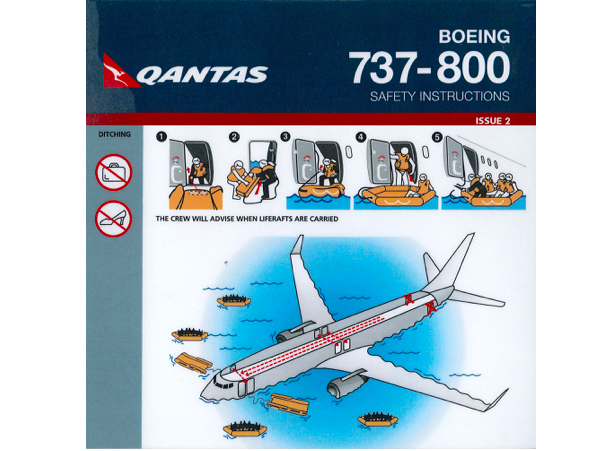 Boeing 737-800 safety instructions | slide-rafts