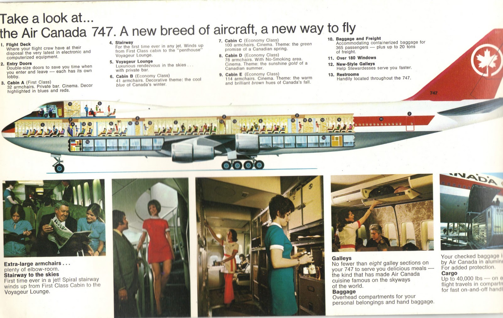 Airlines Past & Present: Air Canada Boeing 747 Introduction Early 1970's &  Vintage Air Canada Stewardess Flight Attendant Uniform Early 1970's