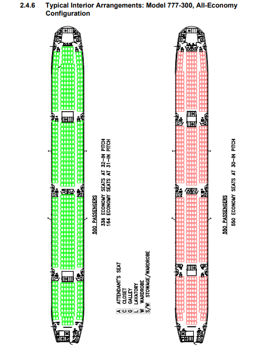 Boeing 777-300 high density seating layout