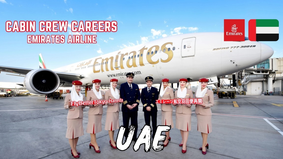 Boeing 777-300ER | Emirates | cabin & flight crew posing for an Boeing 777-300ER