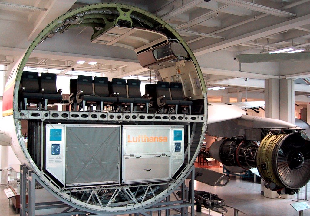 Airbus A300 fuselage cross section with underfloor ULD containers