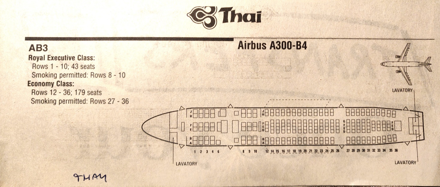 Airbus A300B4-100 Thai Airlines seat layout