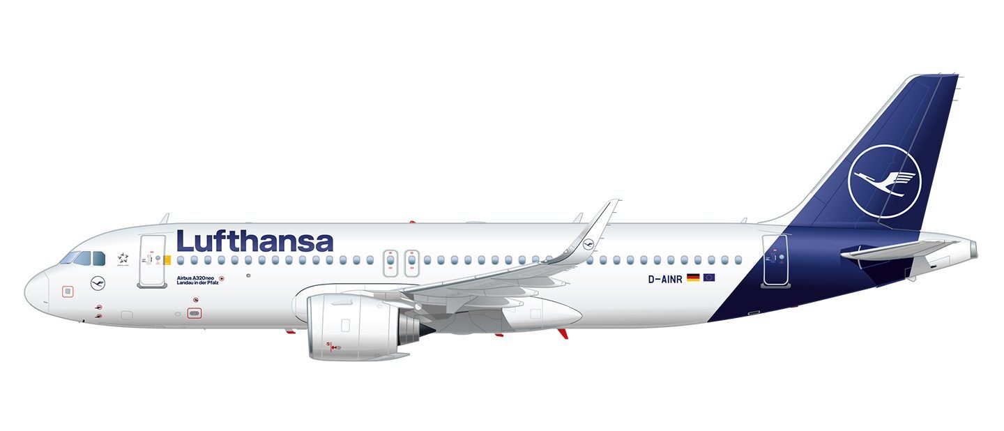 Airbus A320neo Lufthansa side-view drawing | D-AINR