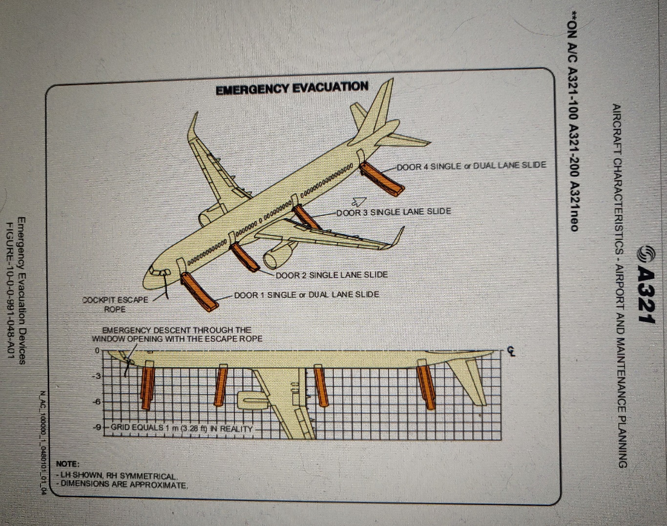 Airbus A321-100 evacuation slides drwing