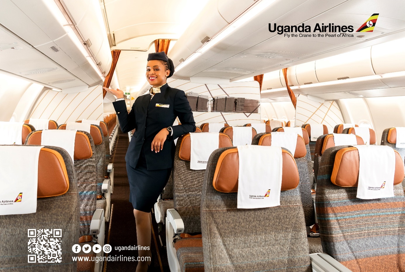 Airbus A330-800 | Uganda Airlines | cabin interior with stewardess