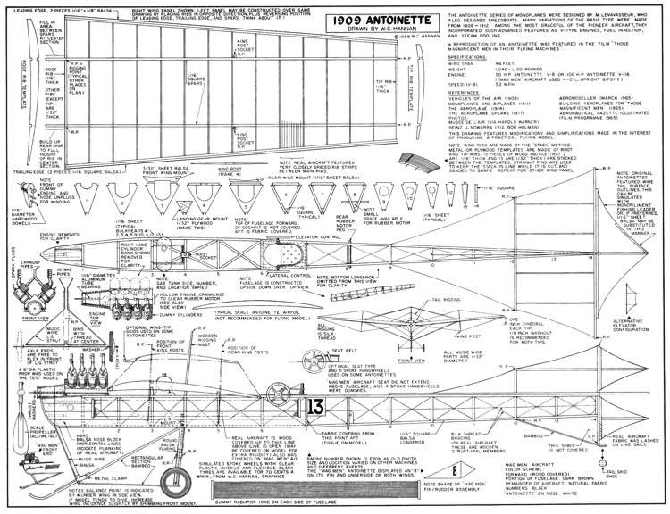 Antoinette IVAeroFred - Free Model Airplane Plans.