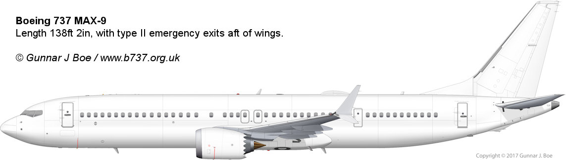 Boeing 737 MAX 9 side-view drawing