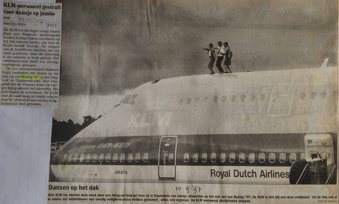 Boeing 747-400 | KLM | PH-BFI | crew dancing on the roof of their Boeing 747