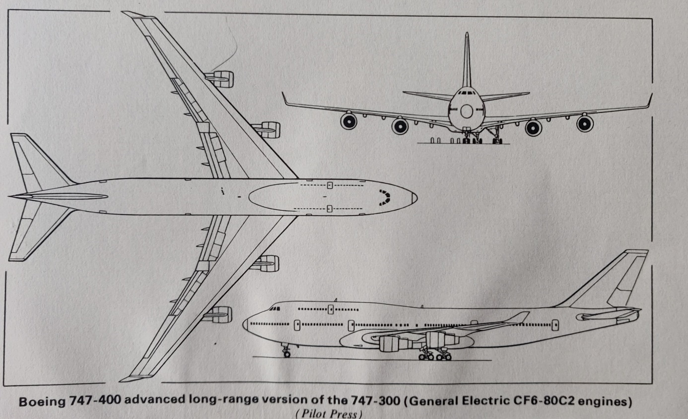 Boeing 747-400 | 3-side view scale drawing