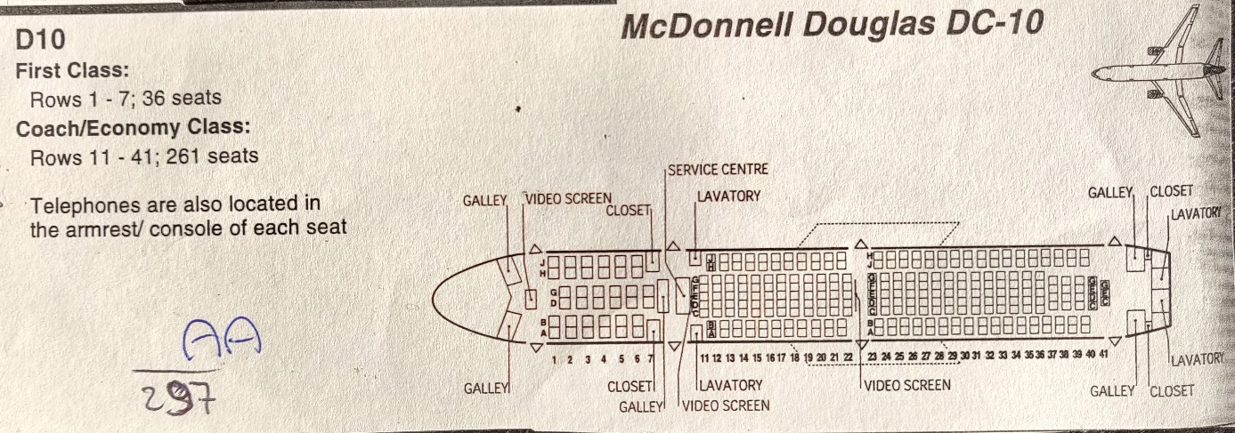 McDonnell Douglas DC-10-10 American Airlines seating layout