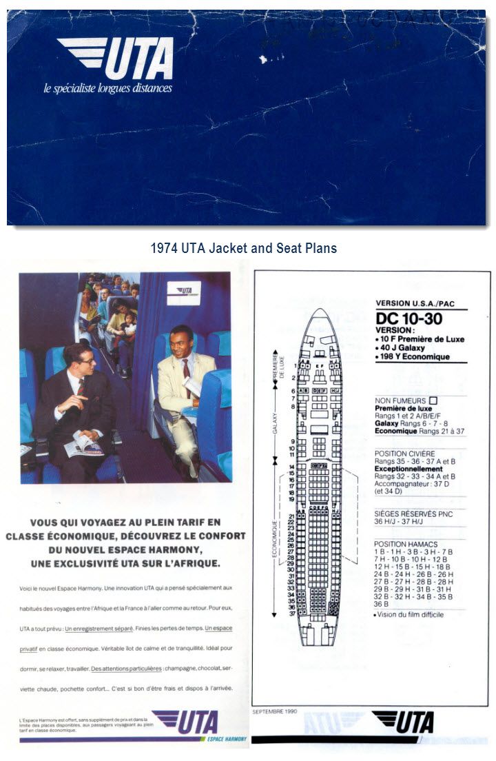 McDonnel Douglas DC-10-30 UTA advertisement with seat plan