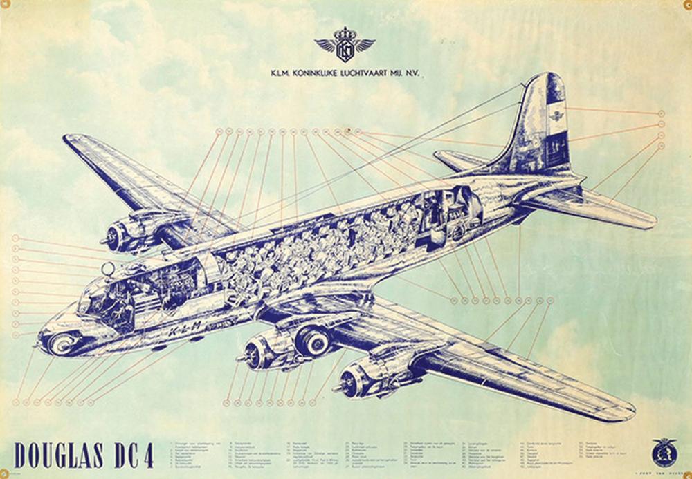 Sold Price: Poster by Joop van Heusden - Douglas DC4 - February 6, 0121  11:00 AM CET